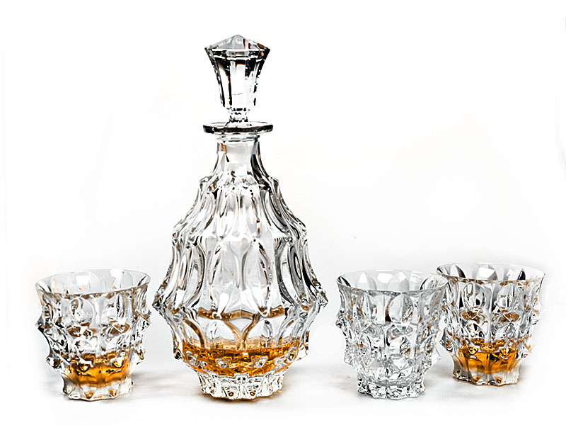 Crystal Bohemia bottle and tumblers for whisky Fortune decor 61024 1+6