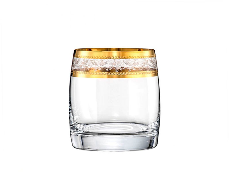 Whiskey glasses "IDEAL" 290 ml golden leaves