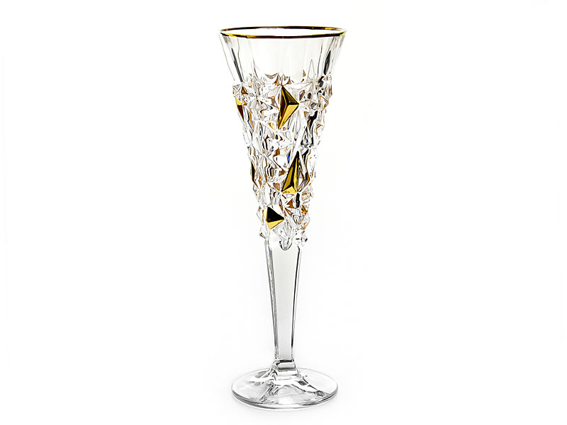 Zdobiony kieliszek do szampana GLACIER GOLD 200 ml Bohemia