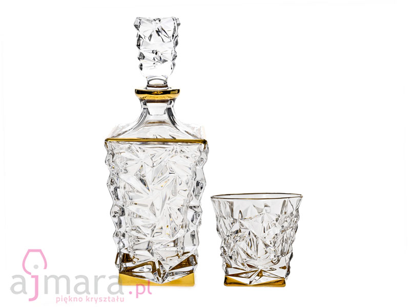 Zestaw do whisky GLACIER GOLD RIM 1+6 Jihlava Bohemia