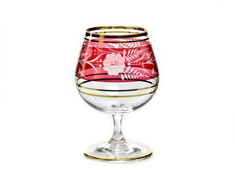 Cognac glasses 300 ml, hand engraved (red)