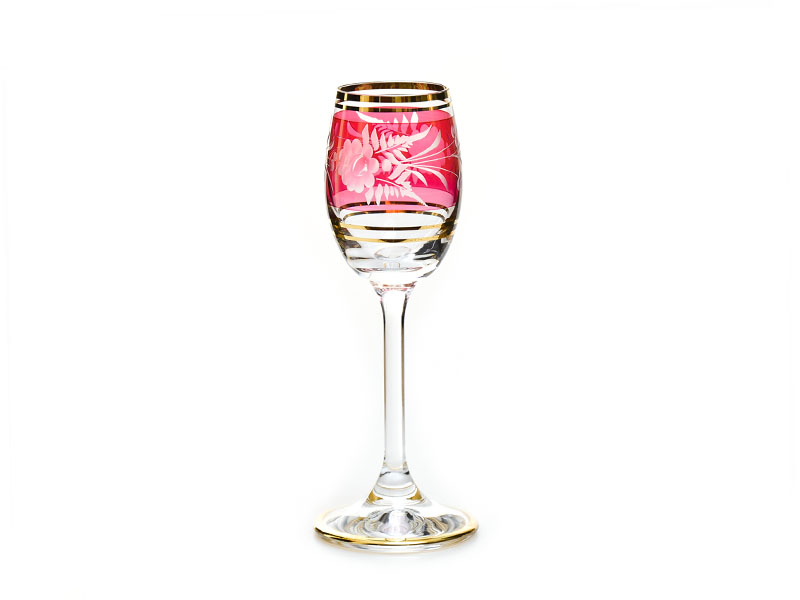 60 ml liqueur glass, hand engraved (red)