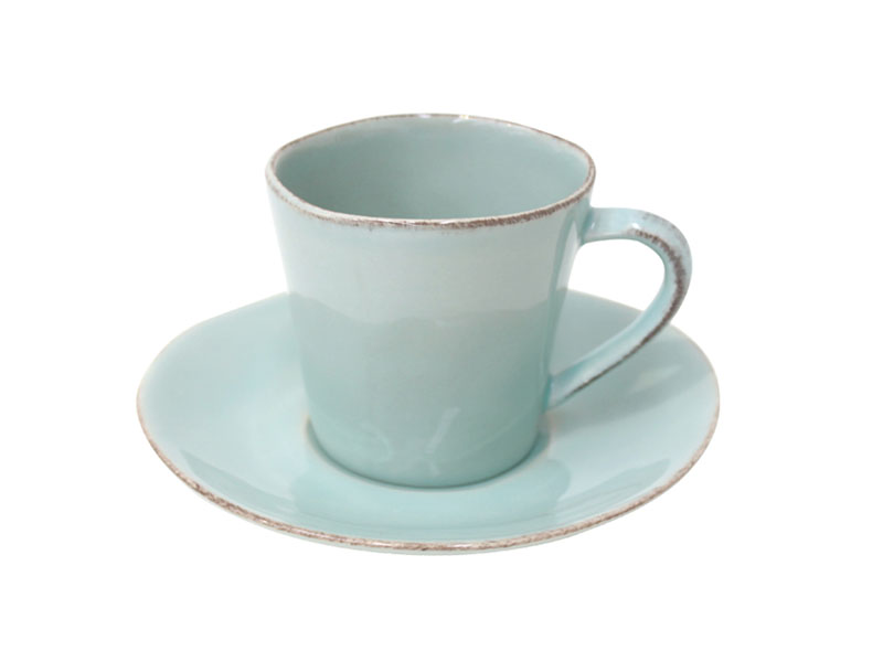 Set of 6 cups and saucers Nova 190 ml turquoise