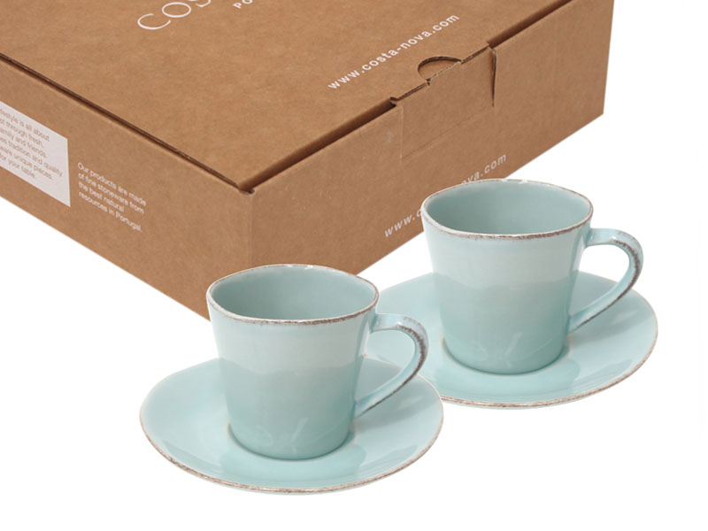 Tea cup & saucer 190 ml - 2pcs Gift Box NOVA turquoise