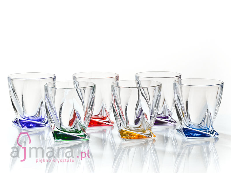 Kolorowe szklanki QUADRO mix kolorów 340 ml Crystalite Bohemia