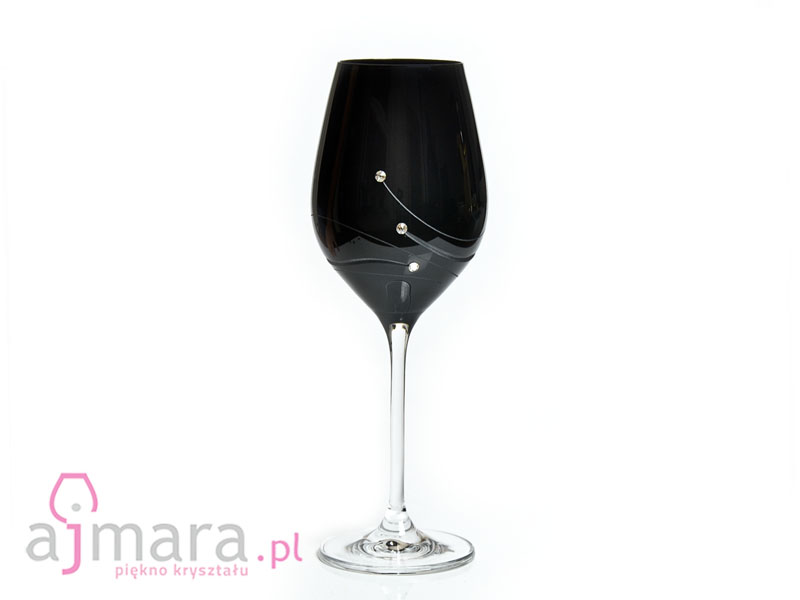Black wine glasses with Swarovski crystals GLITZ 470ml 6 pcs