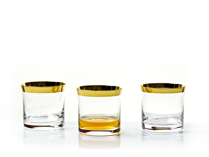 Szklanki do whisky ze złotym paskiem