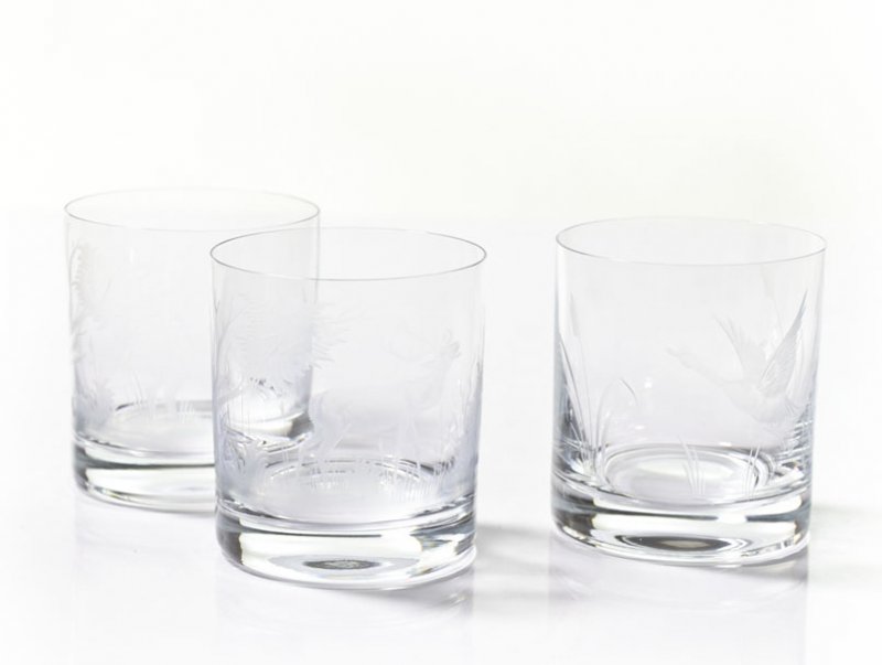 Whisky glasses with motif hunting