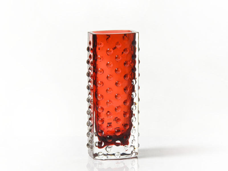 Red colored crystal vase 
