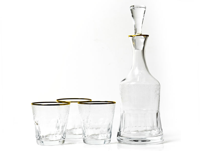Crystal whisky set carafe and tumblers 