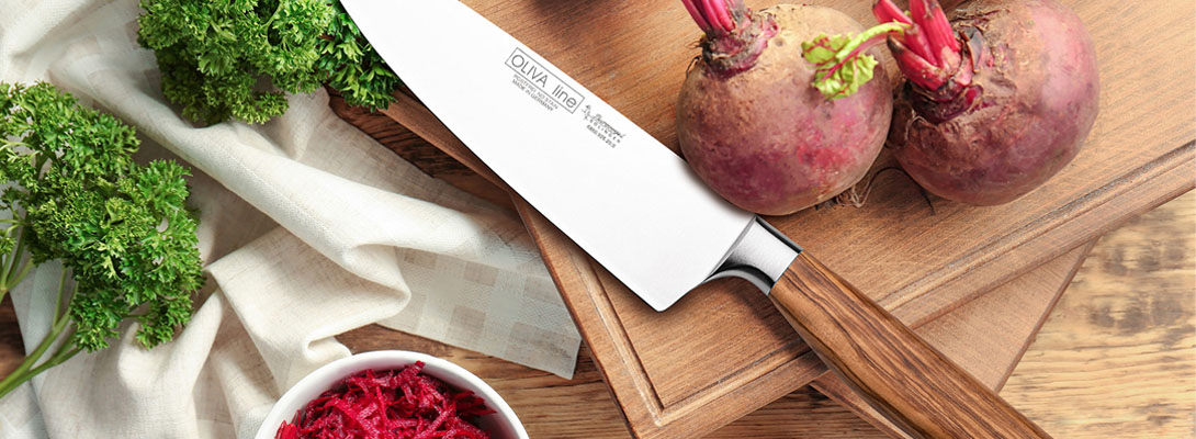 Chef's knife on a board