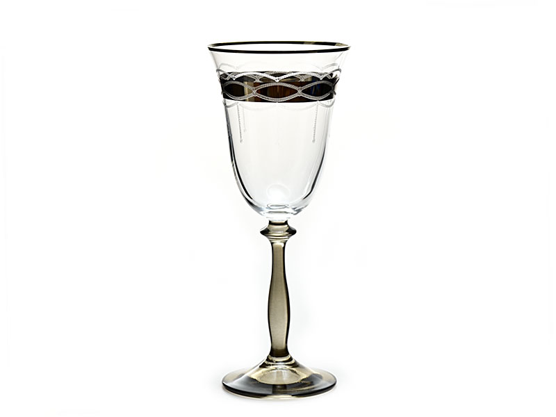Decorated wine glass with dark leg "Angela" 185 ml