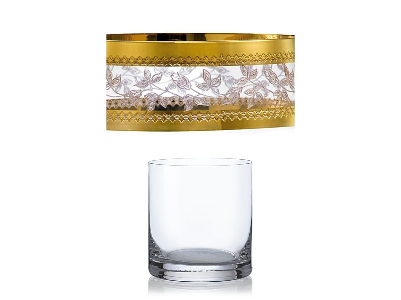 Whiskey glasses "BARLINE"  280 ml golden leaves