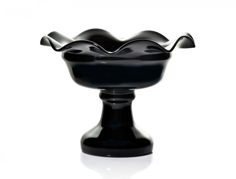 Black crystal footed bowl 210 mm