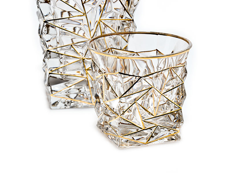 Zdobione szklanki kryształowe GLACIER GOLDEN LINE & RIM