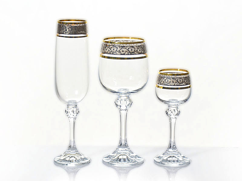 Set of wine glasses Julia - set of 18 - gold and platinum