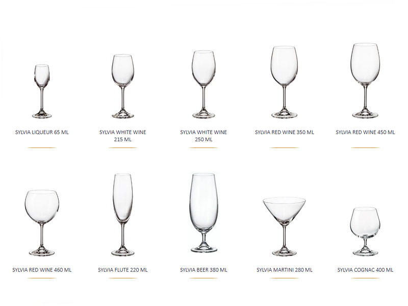Typy sklenic na víno SYLVIA BOHEMIA