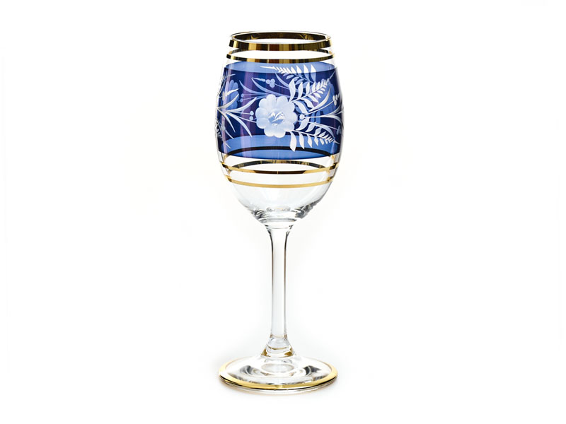 Crystal blue wine glasses 250 ml 
