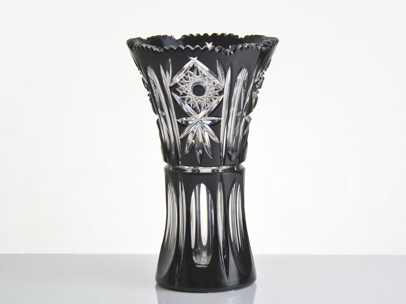 Vase - Kristall, handgemacht (schwarz) 210 mm