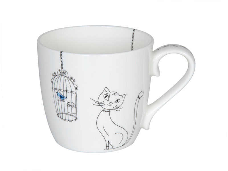 Porcelain mug CATS AND BIRDS 425ml