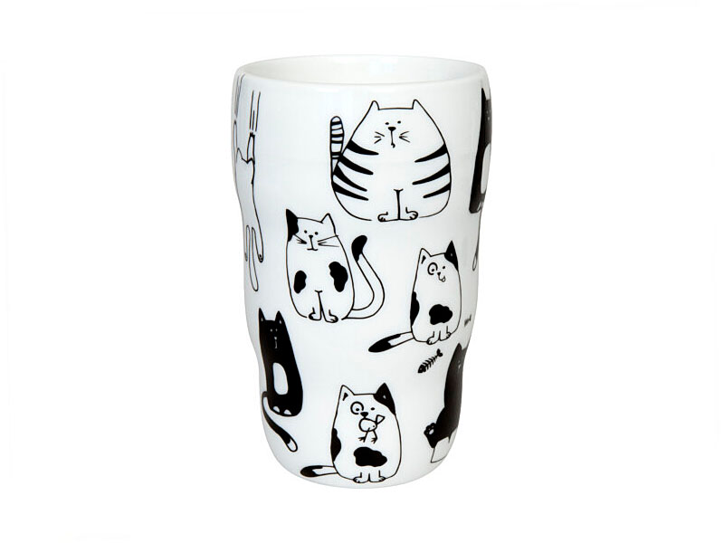 Porcelain mug FUNNY CATS DOUBLE WALLED 350ml