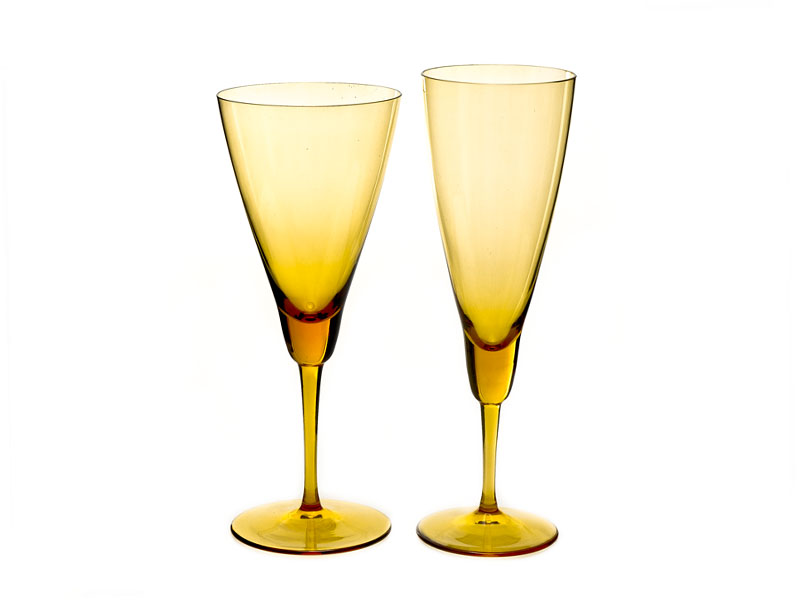 Miodowe kieliszki do wina i szampana - ręcznie wykonane 6+6