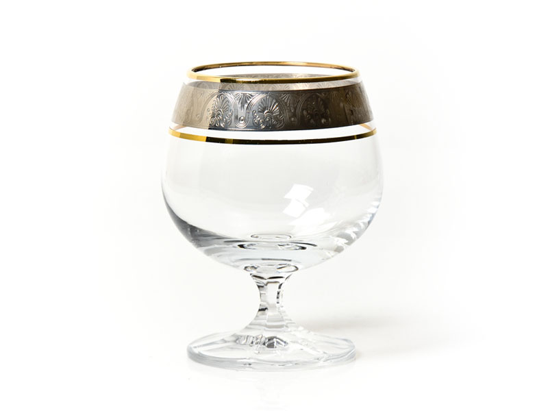 Decorated cognac glasses 250 ml gold and platinum