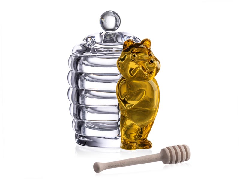Crystal container for honey BEAR AMBER 150 mm