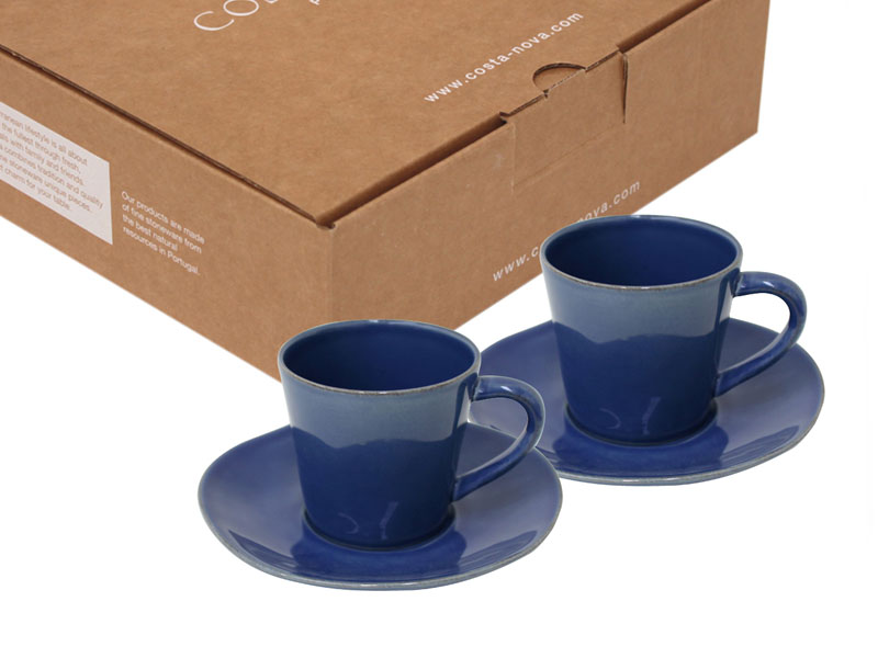 Teetasse und Untertasse 190ml  2 Stück Geschenkbox NOVA blau