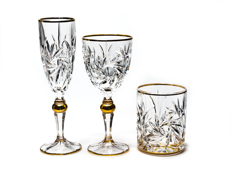 PINWHEEL GOLD kolekcja szklanki i kieliszki Jihlava Bohemia