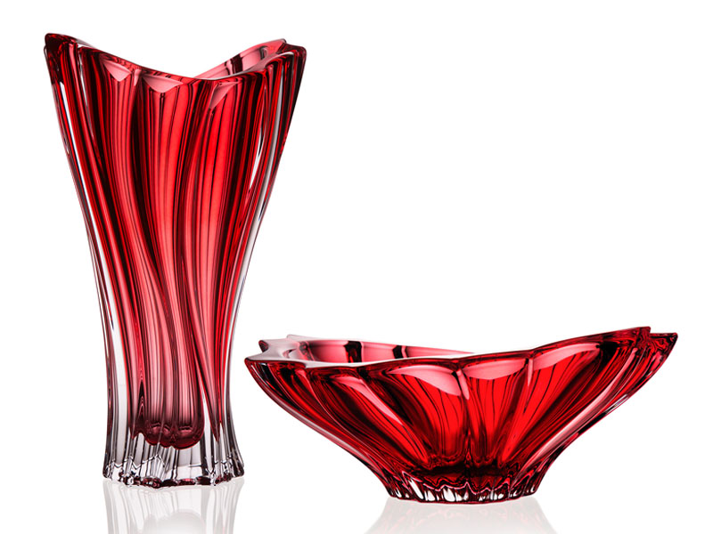 PLANTICA RED Aurum Bohemia vase and bowl