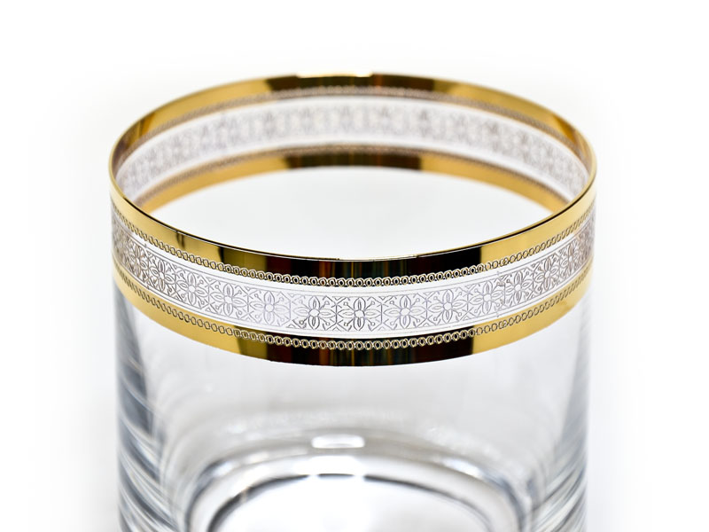 Złoty ornament szklanki do whisky BARLINE Crystalex Bohemia