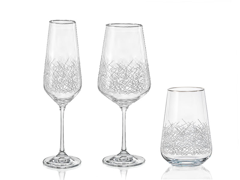 Decorated set of glasses SANDRA 18 pcs