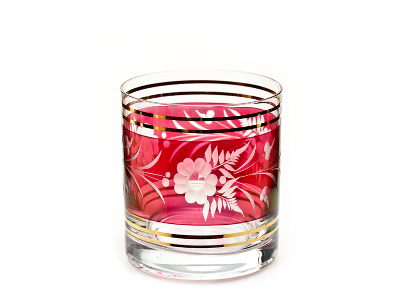 350 ml whiskey glasses, hand-engraved (red)