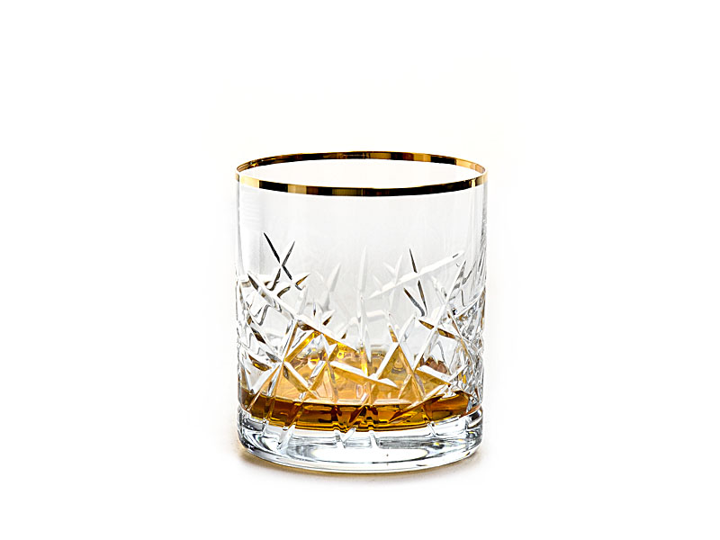 Crystal whisky tumblers 260 ml gold rim