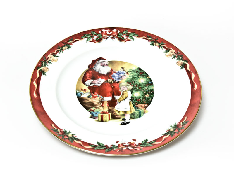 Porcelanowy talerz świąteczny -  Mikołaj