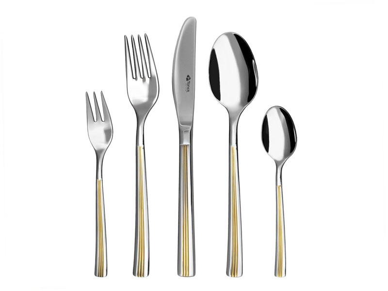 Set of gold-plated cutlery for 6 people Julie Gold 30 pieses