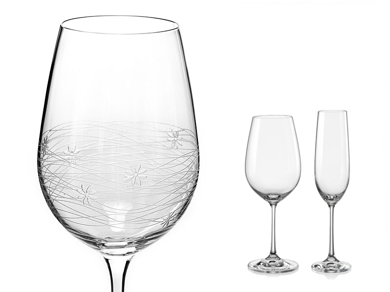 Decorated set of Viola wine and champagne glasses 12 pcs